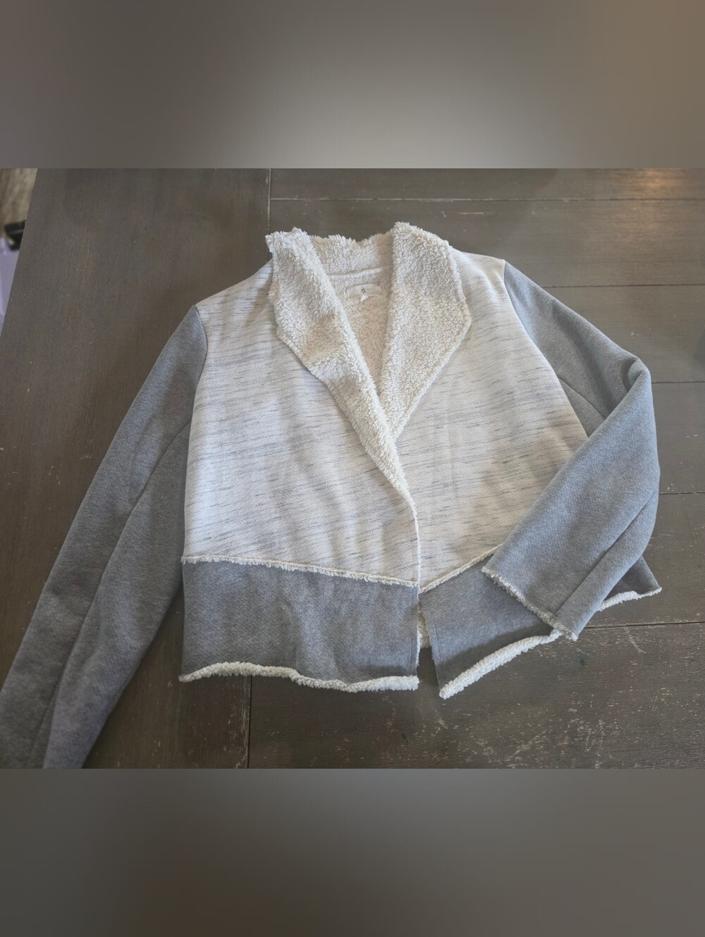Lou & Grey  Two-Tone Sherpa-Trim Women’s Sweater Jacket - Gray/Cream